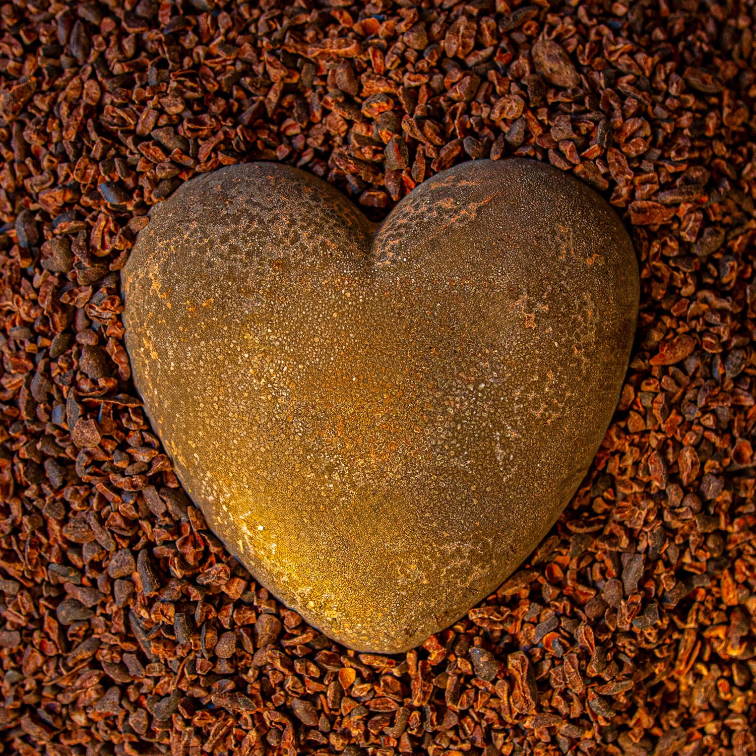 Pure Cacao Heart with 24k Gold — 1LB, 100% Cacao